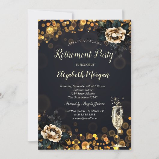 Black Rozen Stippen Pensioen Kaart (Voorkant)