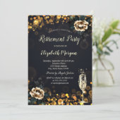 Black Rozen Stippen Pensioen Kaart (Staand voorkant)