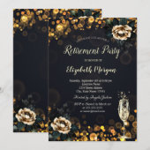 Black Rozen Stippen Pensioen Kaart (Voorkant / Achterkant)