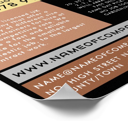 Black Rubbish Skip, Skip/Dumpster Company Poster (Hoek)