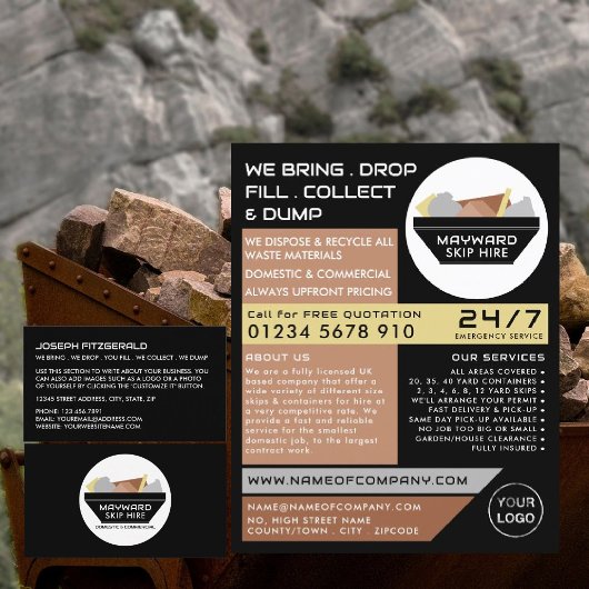 Black Rubbish Skip, Skip/Dumpster Company Visitekaartje