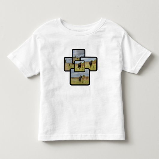 Black Runaway Koe Montage Kinder Shirts (Voorkant)