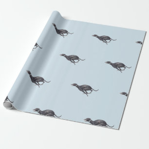 Black Running Greyhound Dog Art Wrapping Paper Cadeaupapier