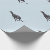 Black Running Greyhound Dog Art Wrapping Paper Cadeaupapier (Hoek)