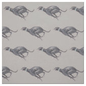 Black Running Greyhound op Grey Dog Art Fabric Stof (Swatch)