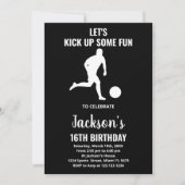 Black Running Soccer Birthday Invitations Kaart (Voorkant)