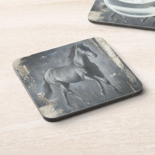 Black Running Stallion Bier Onderzetter (Linkerzijde)