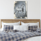 Black Running Stallion Canvas Afdruk (Insitu (Slaapkamer))