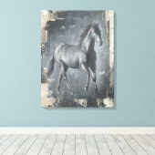 Black Running Stallion Canvas Afdruk (Insitu (Houten vloer))
