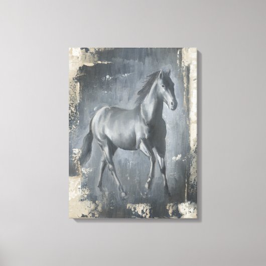 Black Running Stallion Canvas Afdruk (Voorkant)
