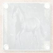 Black Running Stallion Glazen Onderzetter (Achterkant)