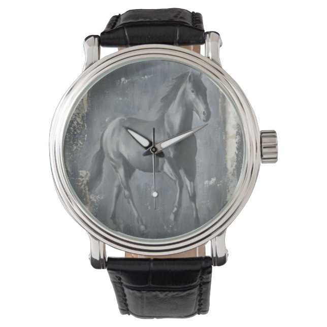 Black Running Stallion Horloge (Voorkant)