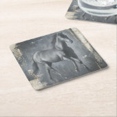 Black Running Stallion Kartonnen Onderzetters (Schuin)