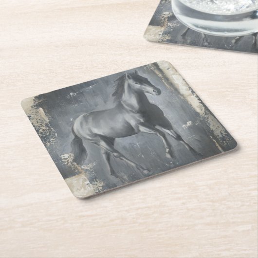 Black Running Stallion Kartonnen Onderzetters (Schuin)