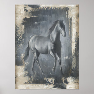 Black Running Stallion Poster