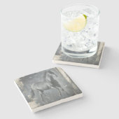 Black Running Stallion Stenen Onderzetter (Zijkant)