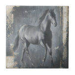 Black Running Stallion Tegeltje<br><div class="desc">This painting by Ethan Harper is captivating. He captured the beauty of the stallion associated with two simpcoen: black and beige. This contemporary art print of a black running stallion will add character to any living room,  dining room or bedroom.</div>