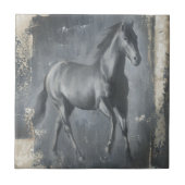 Black Running Stallion Tegeltje (Voorkant)