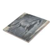 Black Running Stallion Tegeltje (Zijkant)