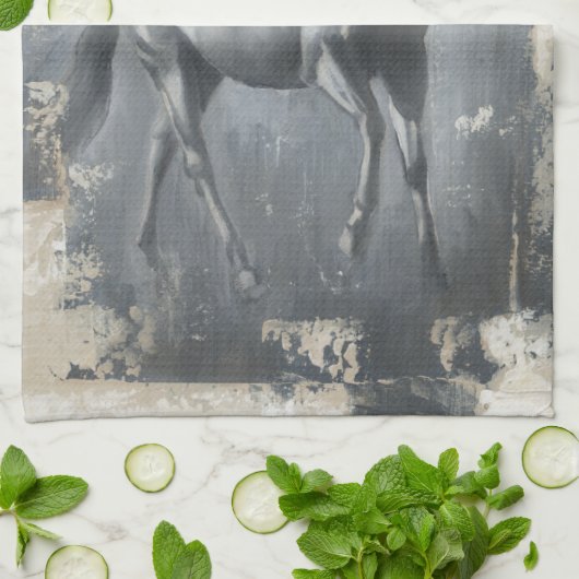 Black Running Stallion Theedoek (Gevouwen)