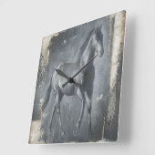 Black Running Stallion Vierkante Klok (Hoek)