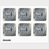 Black Running Stallion Vierkante Sticker (Vel)