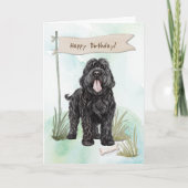 Black Russian Terrier Breed Under Birthday Sign Kaart (Voorkant)