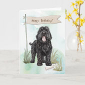 Black Russian Terrier Breed Under Birthday Sign Kaart (Gele Bloem)
