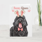 Black Russian Terrier Dog in Bunny Ears for Easter Feestdagen Kaart (Voorkant)
