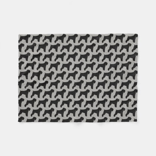 Black Russian Terrier Dog Silhouettes Pattern Fleece Deken (Voorkant (Horizontaal))