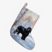 Black Russian Terrier Laat het Sneeuwen Kerstmis  Kleine Kerstsok (Voorkant (Hangend))