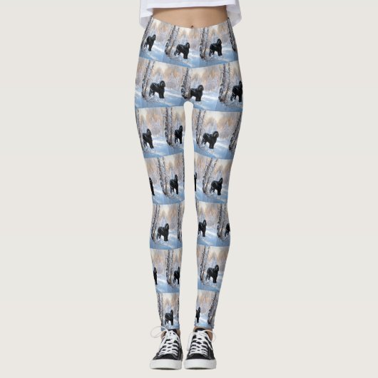 Black Russian Terrier Laat het Sneeuwen Kerstmis Leggings (Voorkant)