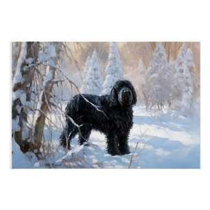 Black Russian Terrier Laat het Sneeuwen Kerstmis Perfect Poster