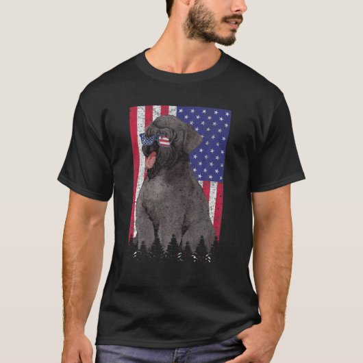 Black Russian Terrier Patriotic Dog USA Pride Amer T-shirt (Voorkant)