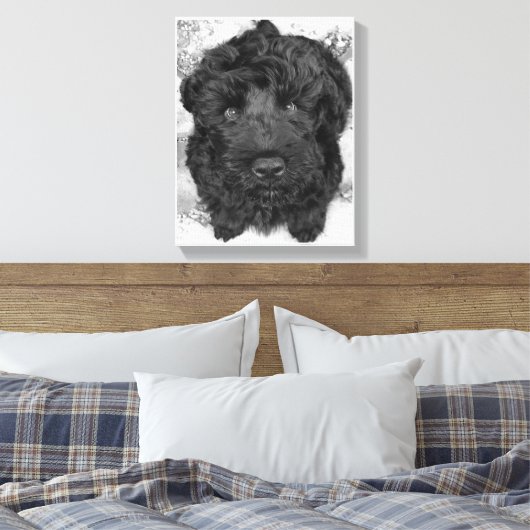 Black Russian Terrier Puppy Canvas Afdruk (Insitu (Slaapkamer))