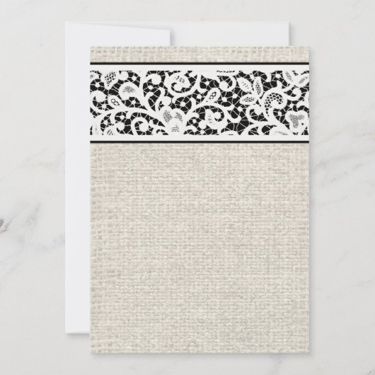 Black Rustic Burlap Linen Bridal Shower Kaart (Achterkant)
