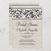 Black Rustic Burlap Linen Bridal Shower Kaart (Voorkant / Achterkant)