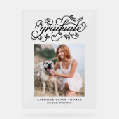 Black Rustic Calligraphy Afstuderen Foto Acryl Bord (Voorkant)