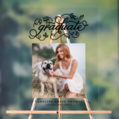 Black Rustic Calligraphy Afstuderen Foto Acryl Bord (Neutraal)