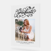 Black Rustic Calligraphy Afstuderen Foto Acryl Bord (Hoek)