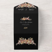 Black Rustic Floral All in One Wedding Invite Uitnodiging (Buitenkant)