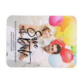 Black Rustic Hand met foto's opslaan onze datum Magneet (Horizontaal)