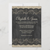 Black Rustic Lace Wedding Invitations Kaart (Voorkant)