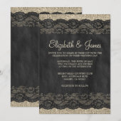 Black Rustic Lace Wedding Invitations Kaart (Voorkant / Achterkant)