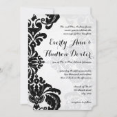 Black Rustic Luxe  Damask Wedding Kaart (Voorkant)