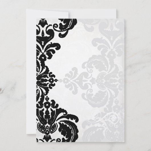 Black Rustic Luxe  Damask Wedding Kaart (Achterkant)