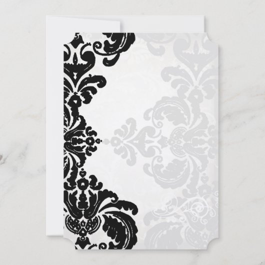 Black Rustic Luxe  Damask Wedding Kaart (Achterkant)