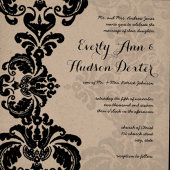 Black Rustic Luxe Damask Wedding Kaart