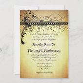 Black Rustic Medieval Swirls Wedding Invitation Kaart (Voorkant)