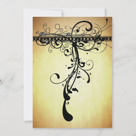 Black Rustic Medieval Swirls Wedding Invitation Kaart (Achterkant)